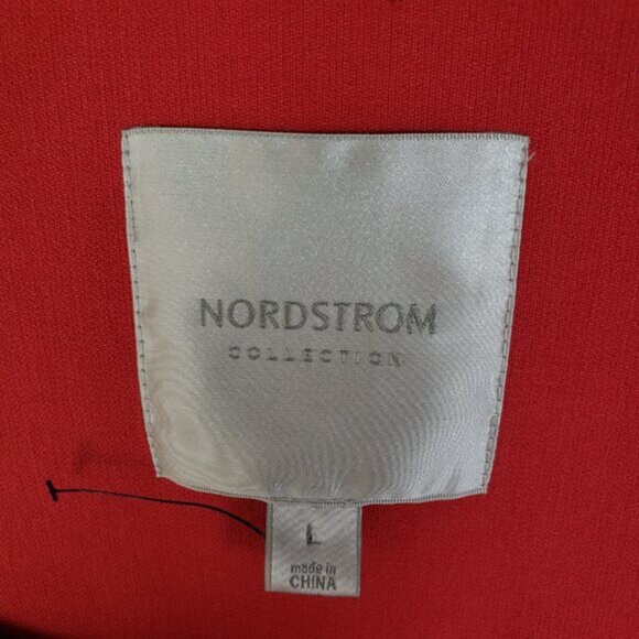 NWOT Nordstrom Collection Blazer Boxy Fit Coral Red sz L Square Neck 3/4 Sleeves - Picture 4 of 13